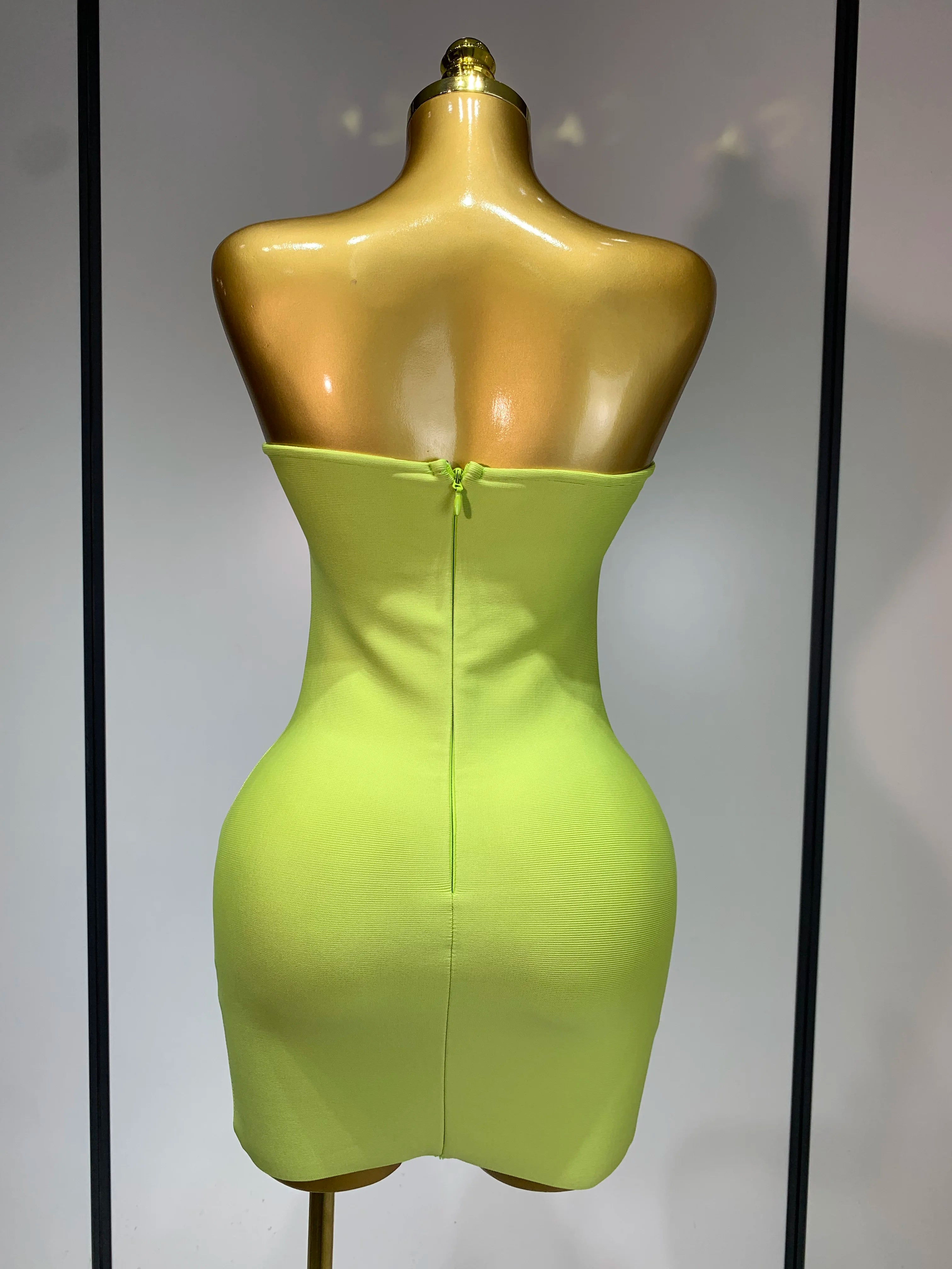 Women Celebrity Luxury Sexy Strapless Sparkly Diamond Cut Out Bodycon Bandage Dress Elegant Evening Club Party Birthday Outfit