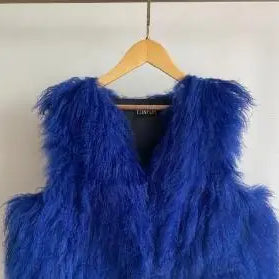11 Colors Luxury Thick Warm Mongolia Sheep Fur Vest Women New Winter Hot V-neck Sexy Wool Fur Coat Boblue