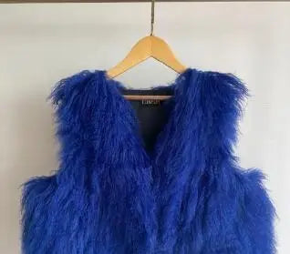 11 Colors Luxury Thick Warm Mongolia Sheep Fur Vest Women New Winter Hot V-neck Sexy Wool Fur Coat Boblue
