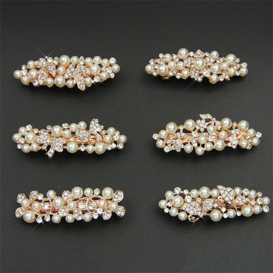 New Sweet Crystal Spring Hair Clips Exquisite Pearl Flower Spring Hairpin Hair Barrettes For Women Girl Fashion Hair Accessories