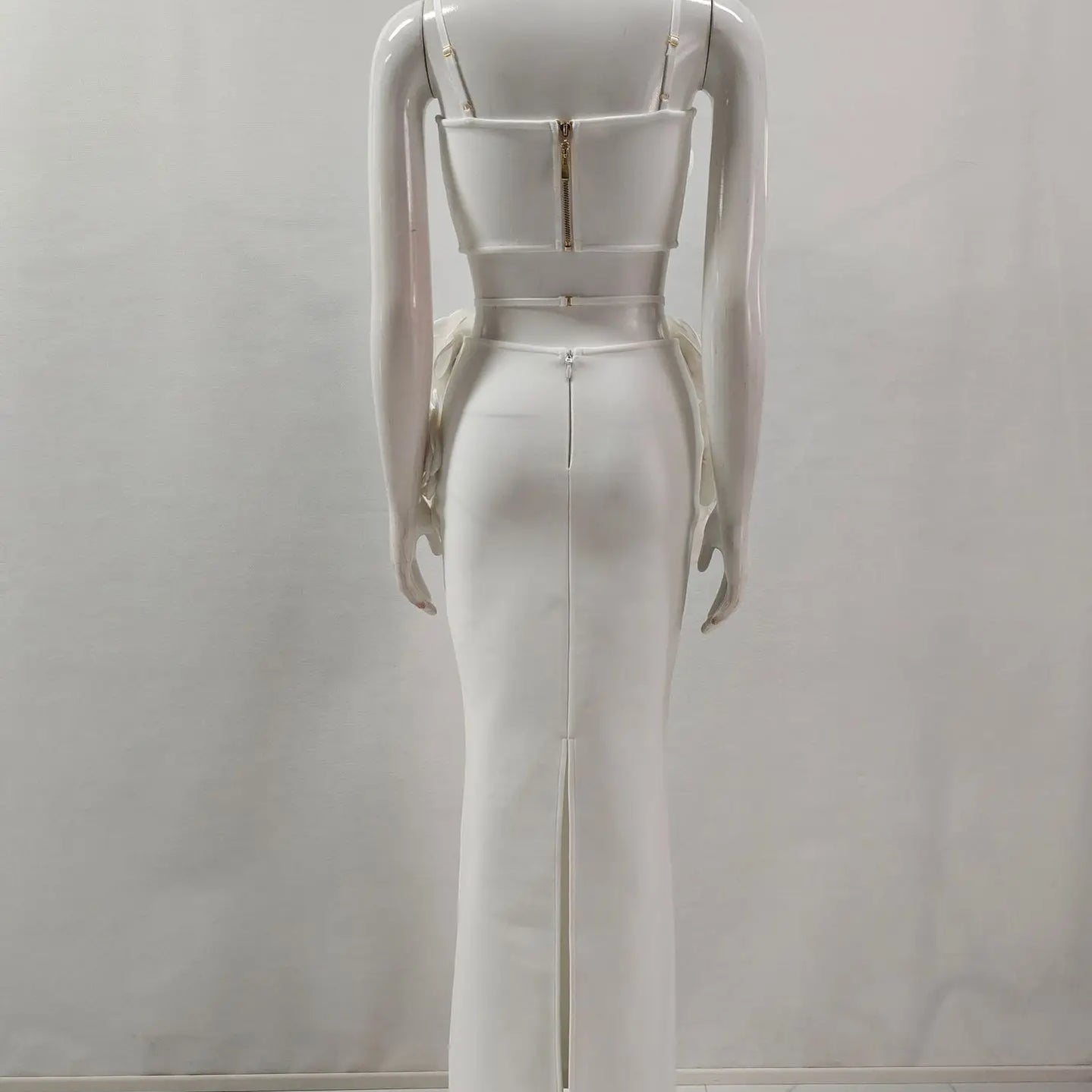 Black White Color Women Sexy Sleeveless V-Neck Bodycon 2 Pieces Bandage Long Dress Florals Celebrate Nightclub Party Outfit