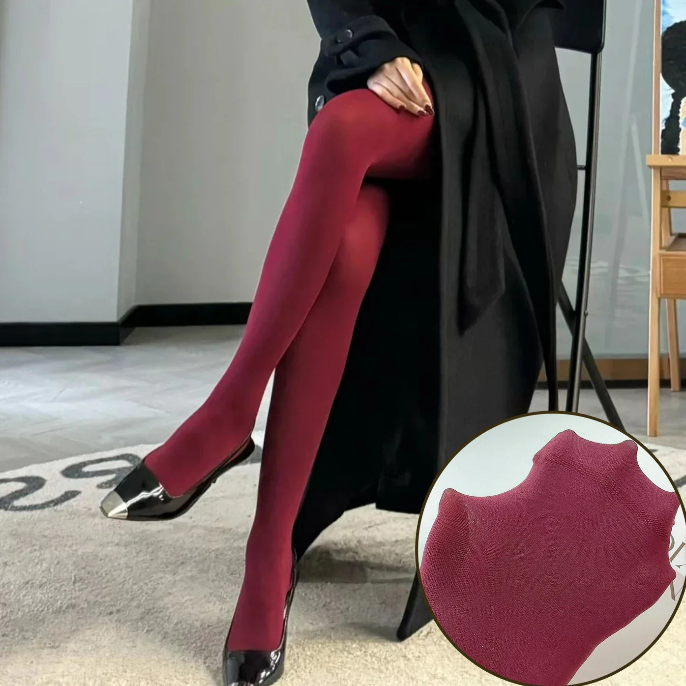 1/2Pcs Vintage Wine Red Stockings Pantyhose Women Burgundy Thin Thick Super Elastic Sexy Tights Anti-Hooker Senior Pantyhose Medium thickness-1pc
