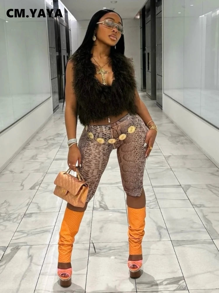 Women Fashion Sexy Party Clubwear Mesh See Though Pants Capris 2025 Summer Leopard Print Leggings Street Trousers