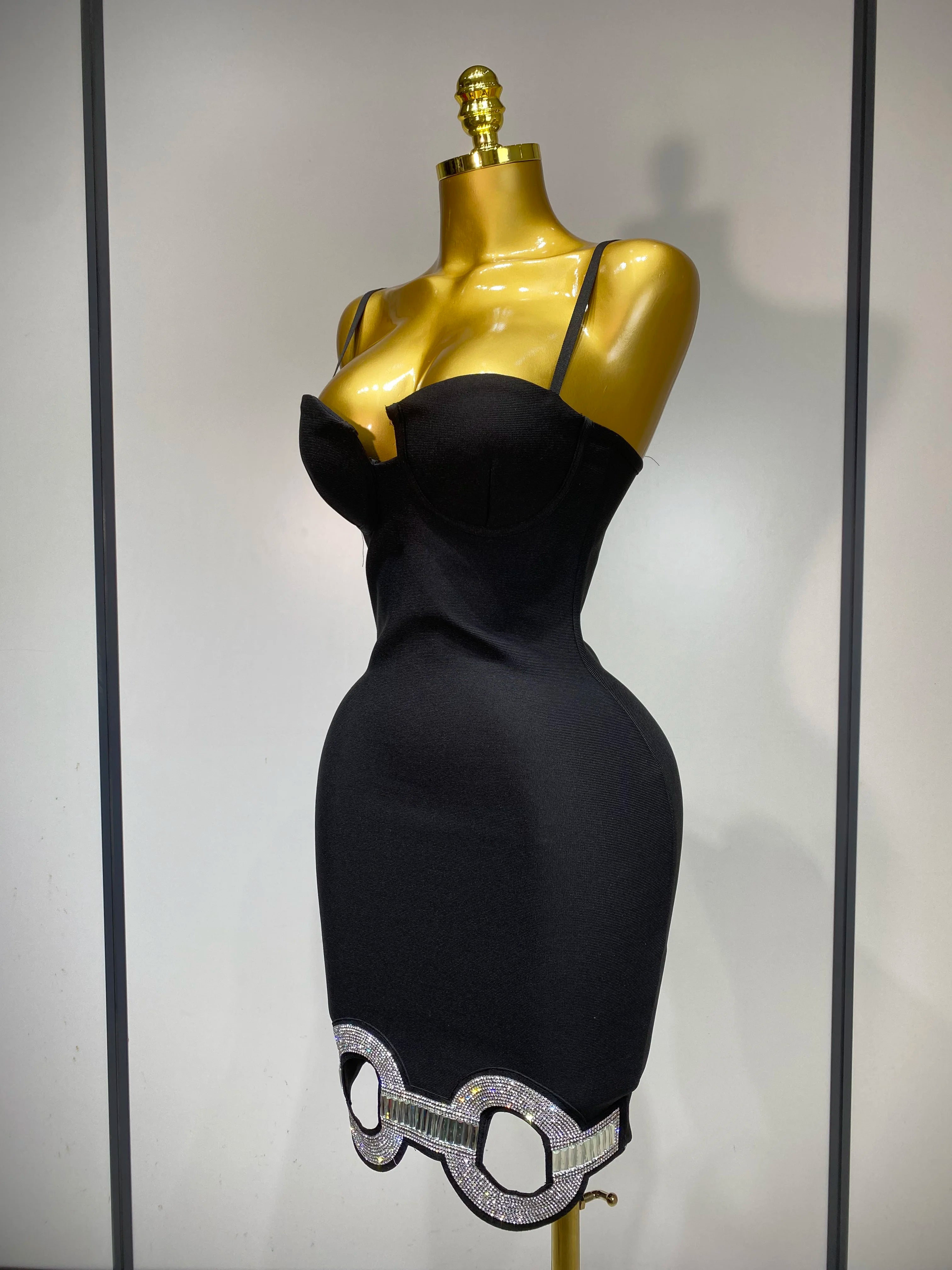 Women Fashion Sexy Backless Halter Black Midi Bodycon Bandage Dress 2025 Elegant Evening Club Luxury Birthday Party Dresses