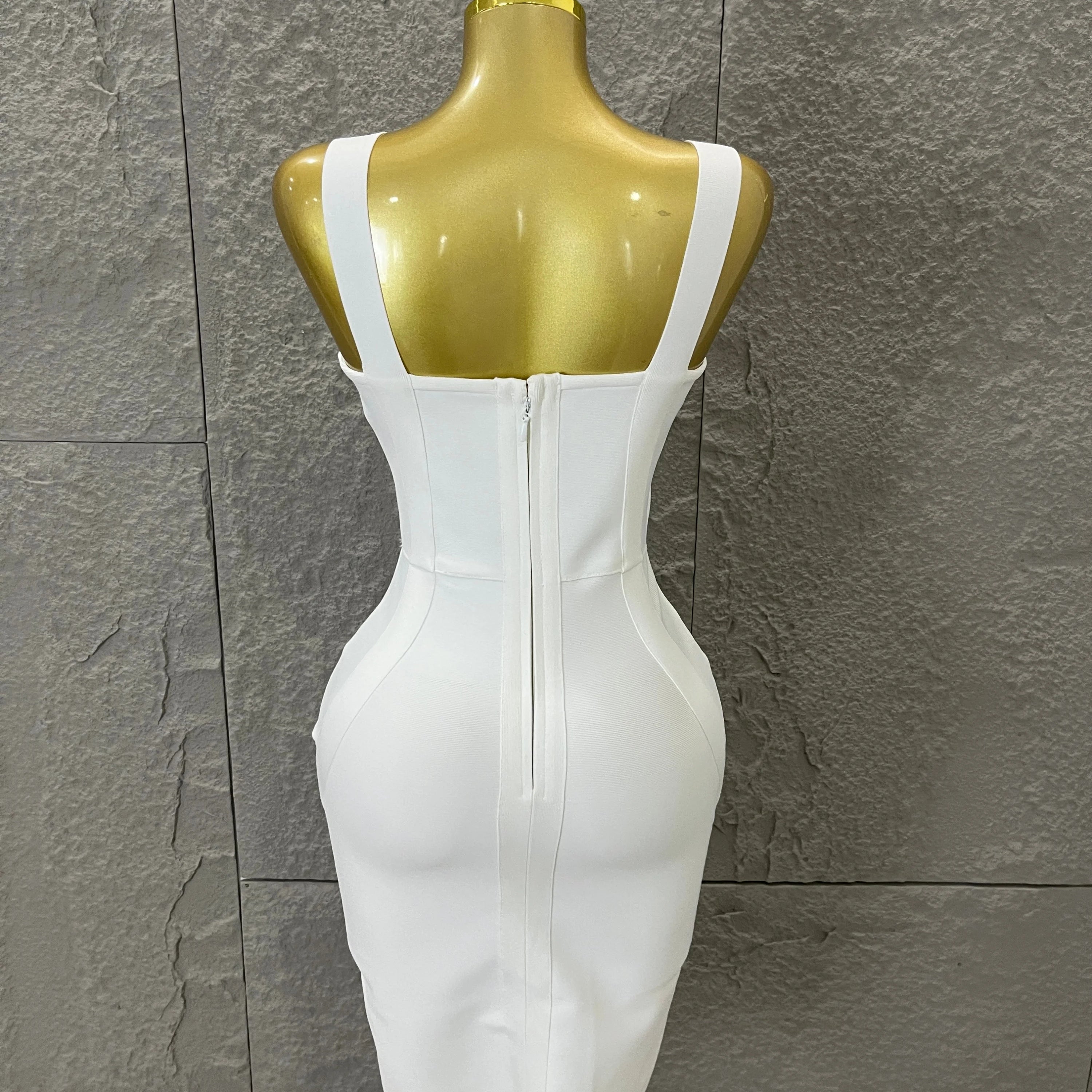 Elegant Sweetheart Neck Bandage Dress Crisscross Bust Slim Fit Midi Evening Banquet Formal Dinner Wedding Guest Cocktail Outfit