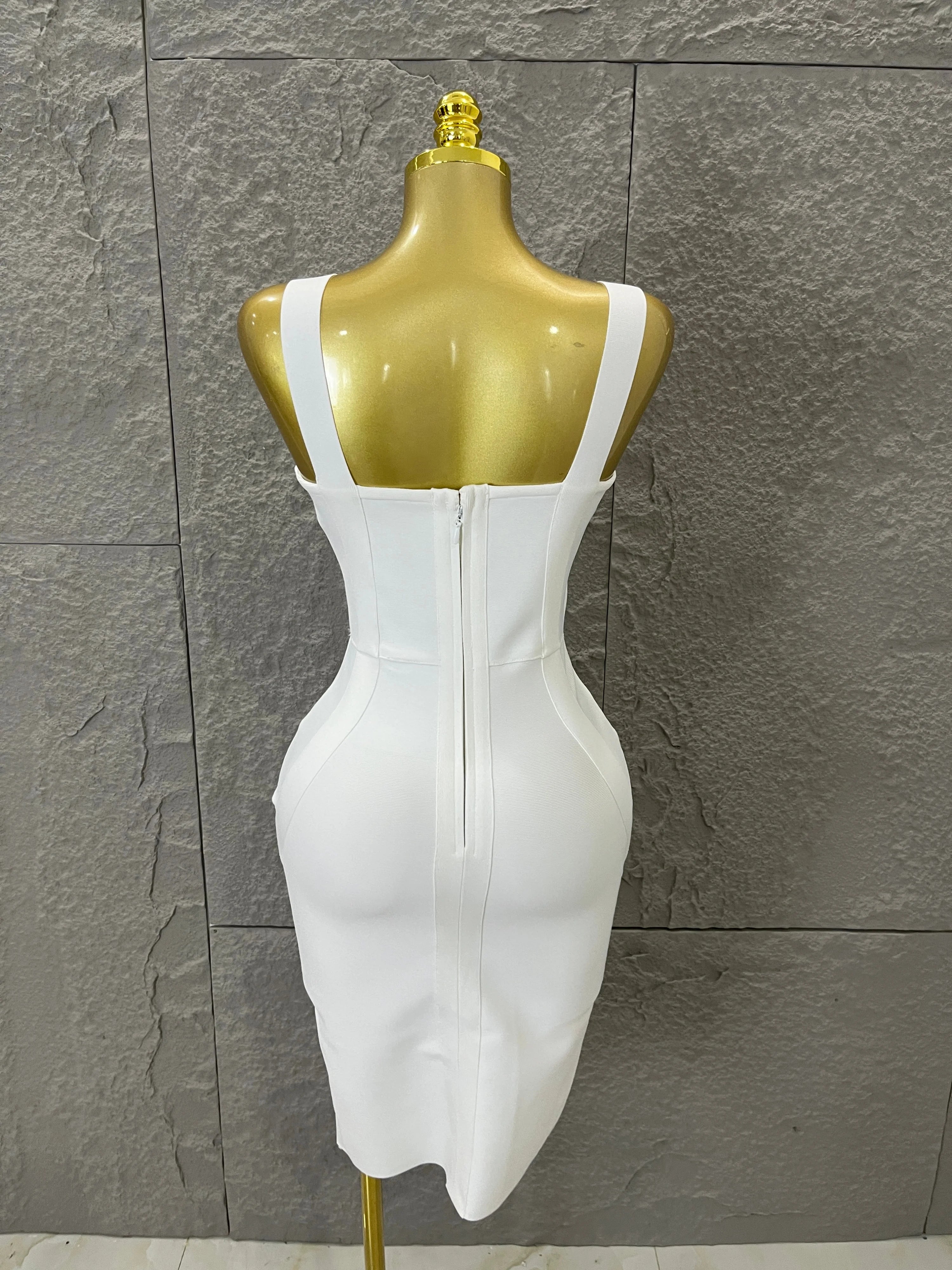 Elegant Sweetheart Neck Bandage Dress Crisscross Bust Slim Fit Midi Evening Banquet Formal Dinner Wedding Guest Cocktail Outfit