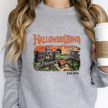 Rétro HalloweenTown 1998 Crewneck Sweatshirt Halloween Shirt Funny Halloween Party Sweater Automne Citrouille T-shirts Halloween Cadeau 