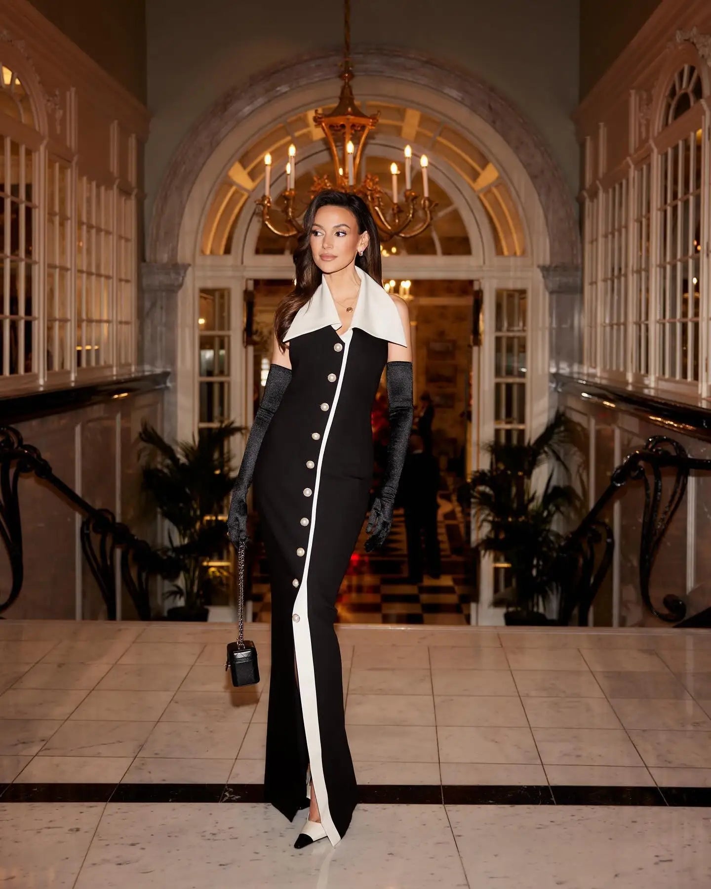 2024 Celebrity Red Carpet Dress Women Sexy Backless Peter Pan Collar Button Long Dress Celebrate Evening Party Cocktail Outfit