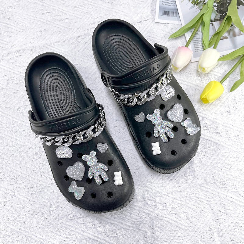 Women Slippers 3cm Platform Fashion Sandals Girls Outdoor Clogs Beach Slides Soft Slippers 09 b