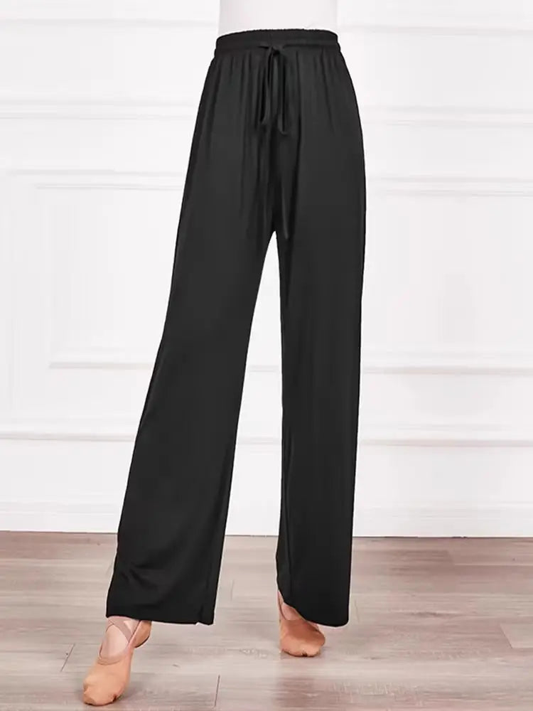 ITOOLIN Women Casual Straight Pants Drawstring Elastic Waist Thin Solid Pants Sports Wide Leg Trousers For Women Spring