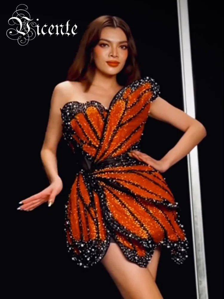 Luxury Dress For Women Beautiful Butterfly Shape Design Sequins Mini Celebrity Party Vestido 2023 New Trendy