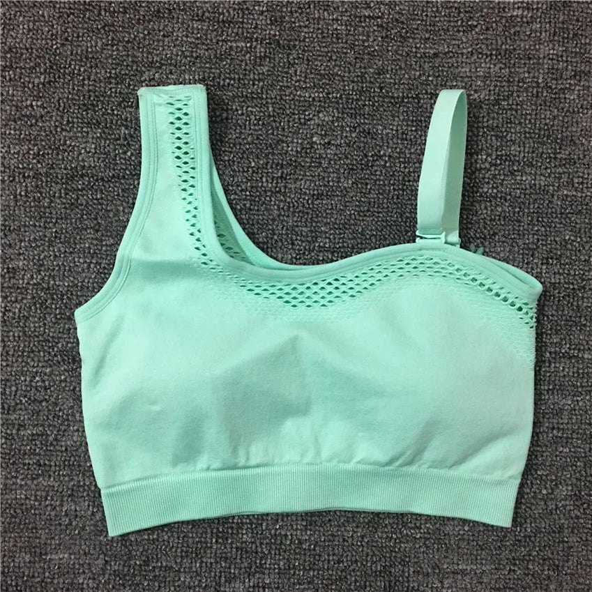 1/2Pcs Seamless Yoga Set Women Gym Sportswear Outfit Yoga Pant Leggings One Shoulder Sports Bra Workout Cloth Tracksuit green bra