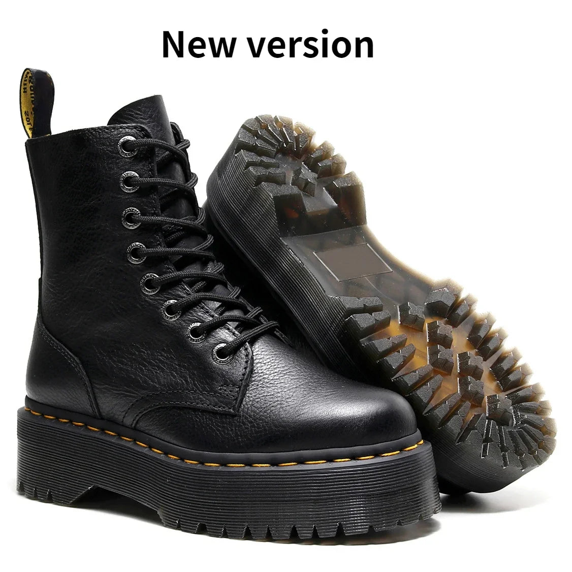 Original Women Platform Boots Leather Men Thick Sole Ankle Sexy Female Punk Motorcycle Shoes Combat Booties Plus Size NEW JADON PASCAL