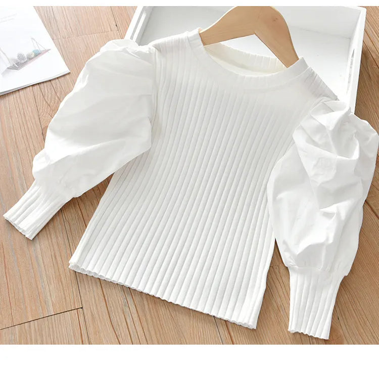White Baby Girls Long Sleeve Shirt Princess Shirt for Tddler Girl Sweet Pullover Casual Shirt Children Tops Pullover WHITE