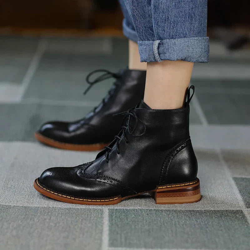 New Autumn Women Shoes Lace-up Chelsea Women Boots Winter Block Ankle Boots for Women Zapatos De Mujer Womens Chunky Boots