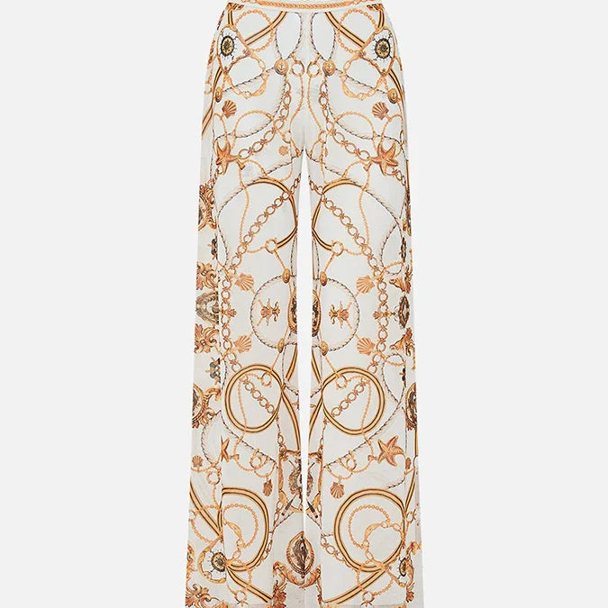 Courtl Vintage Gold Print One-piece Bikini Swimwear Costume Sexy Fashion Slim Fit Swimsuit With Long Trousers Beach Holiday 2024 GRAY