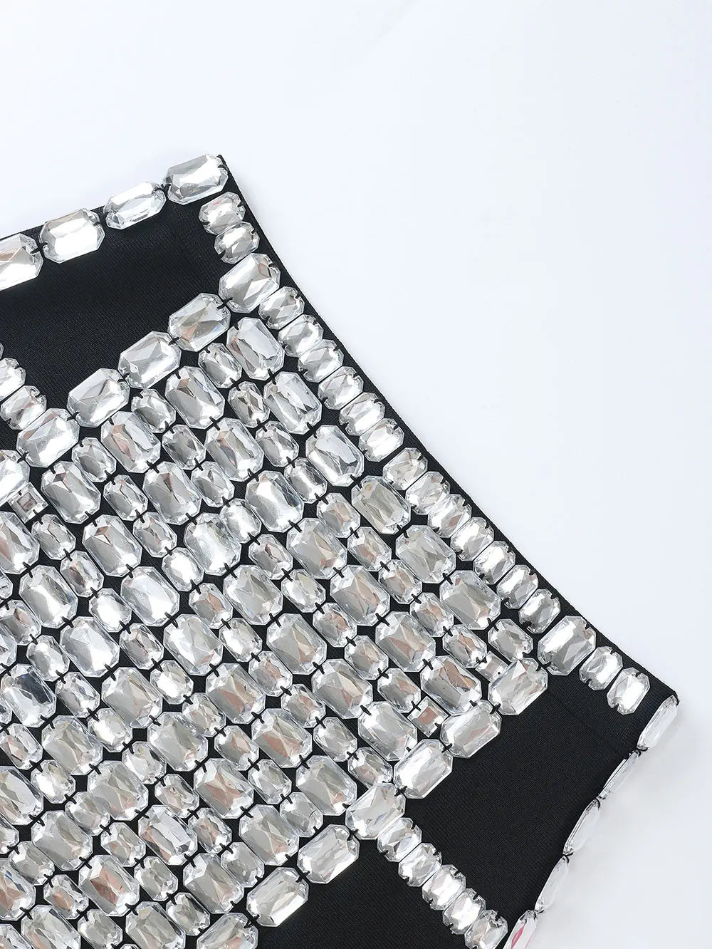 2025 Women Light Luxury Nail Bead Short Skirt Sets With Hanging Neck Style Sleeveless Ultra Short Top + Mini Skirt Two-Piece Set