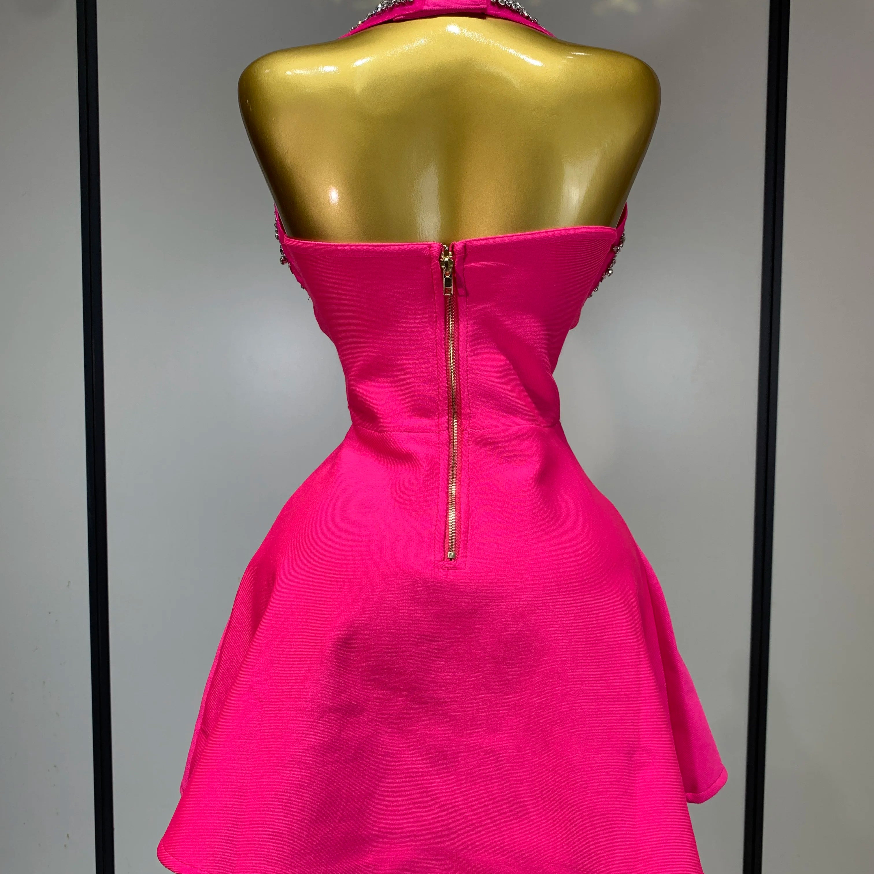 Women Luxury Birthday Dress Sexy Backless Beading A Line Bandage Dress 2025 Knitted Celebrity Elegant Evening Club Party Outfit