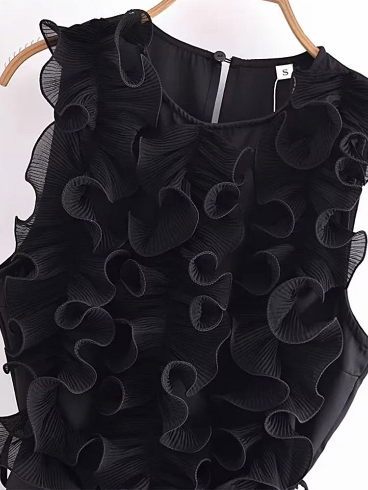 TRAF 2024 New Summer Women Elegant Solid Ruffle Sexy White Jumpsuits Fashion Long Jumpsuit with Belt