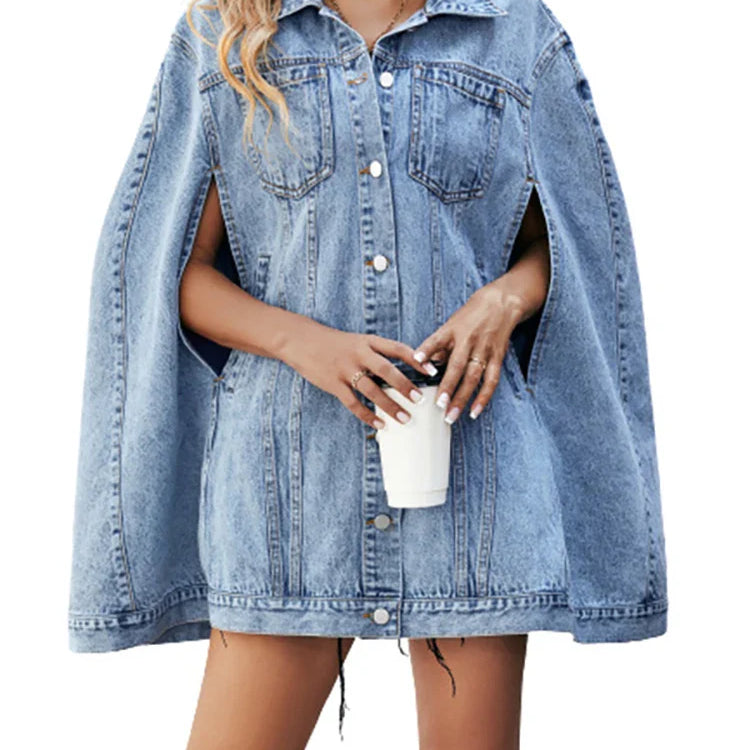DEAT Women's Denim Coat Sleeveless Hollow Out Single Breasted Patchwork Solid Color Jackets Summer New Fashion 29L2051