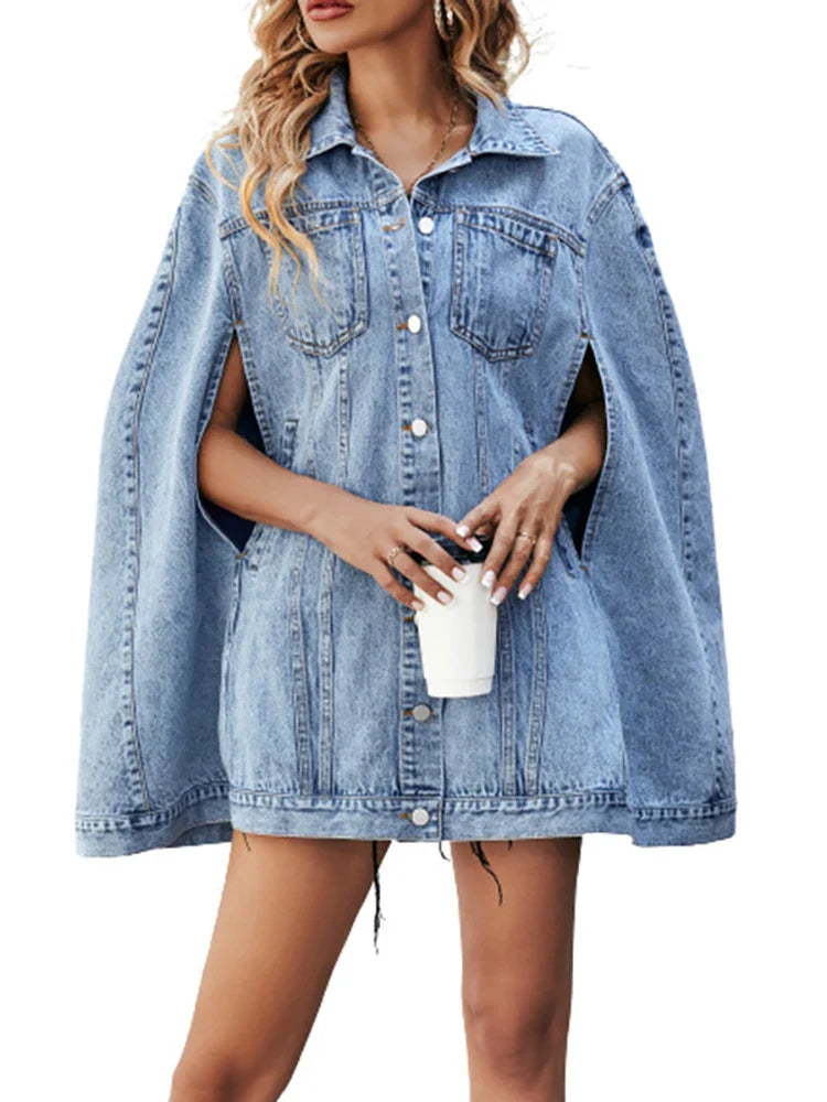 DEAT Women's Denim Coat Sleeveless Hollow Out Single Breasted Patchwork Solid Color Jackets Summer New Fashion 29L2051