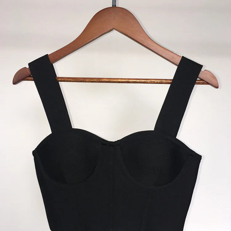 Women Summer Soild Sexy Strapless Backless Orange Black White Camis Bandage Tops 2023 Celebrity Designer Fashion High Street Top black