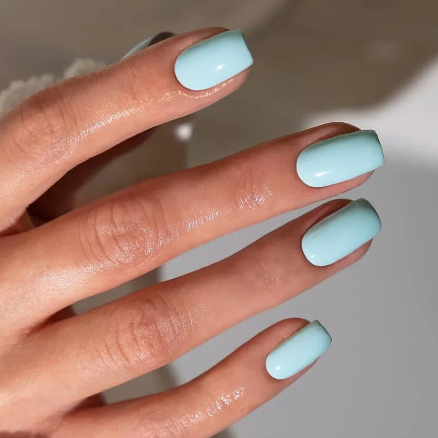 24pcs/set short square fake nails for women girls Pink green blue yellow purple tips faux ongles press on false nail supplies 531