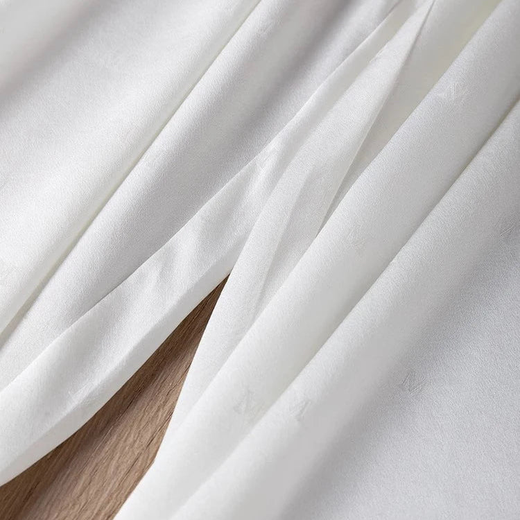 Women's Fashion New 24MM 93%Natural Mulberry Silk Versatile Jacquard Elastic Solid Color Satin Elastic Waist Casual Harlan Pants