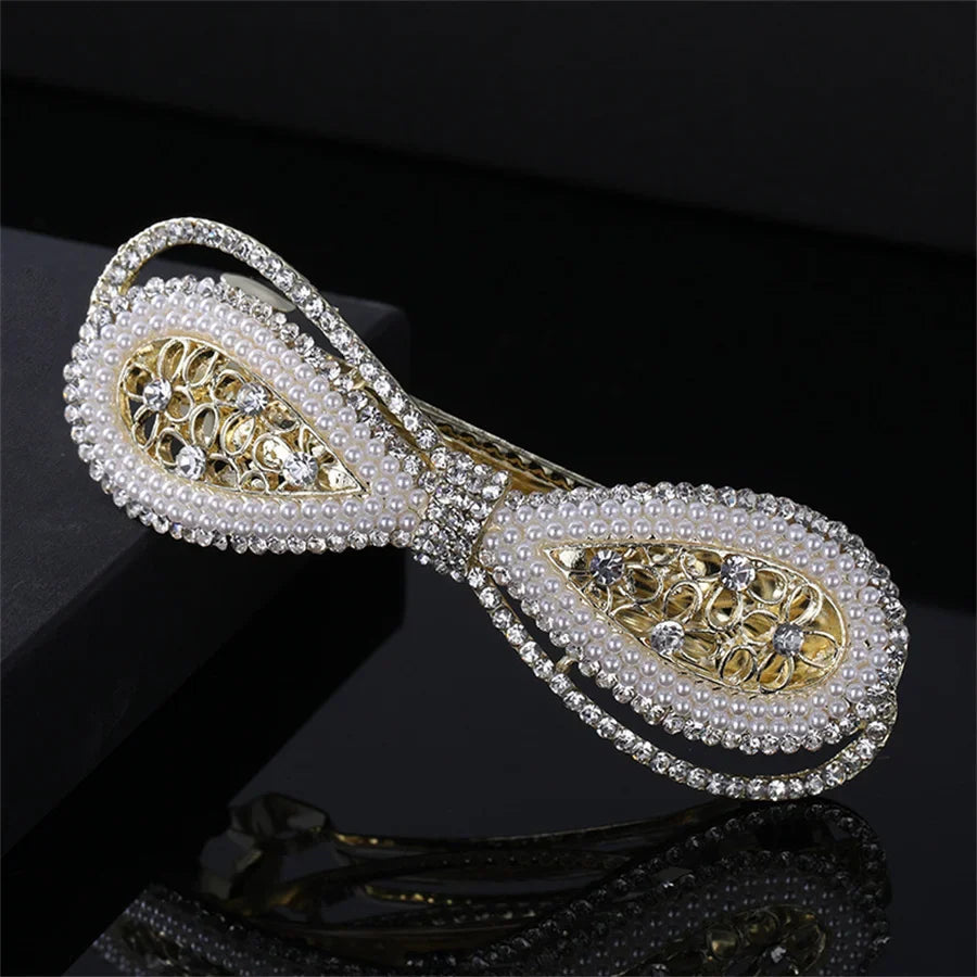 Fashion pearl Crystal Hair Clips Vintage Spring Hairpins Leaf Flowers Barrettes Elegant Women Headwear Luxury Hair Accessories 6