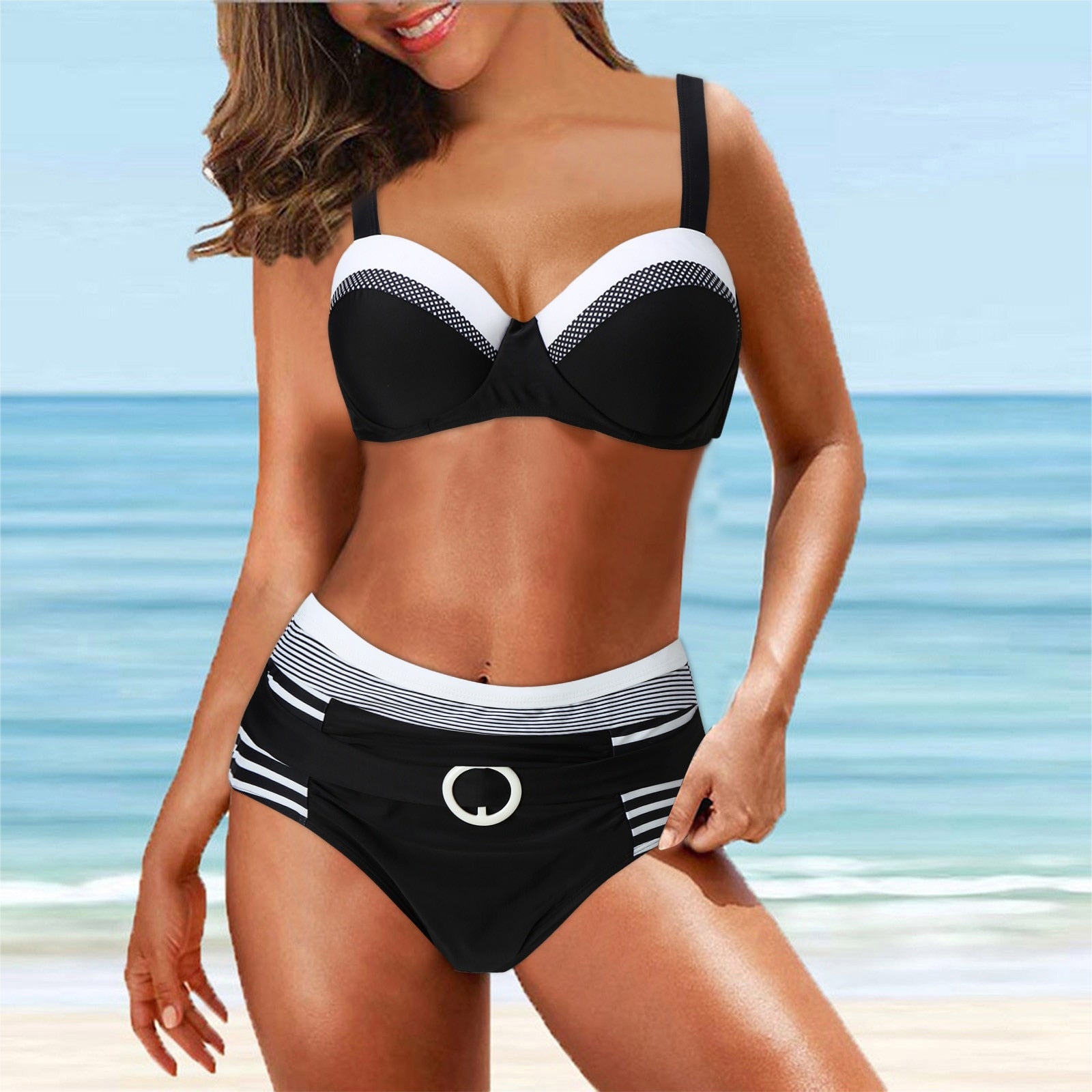 Swimwear 2024 Print Swimsuit Floral Print Swimwear Black