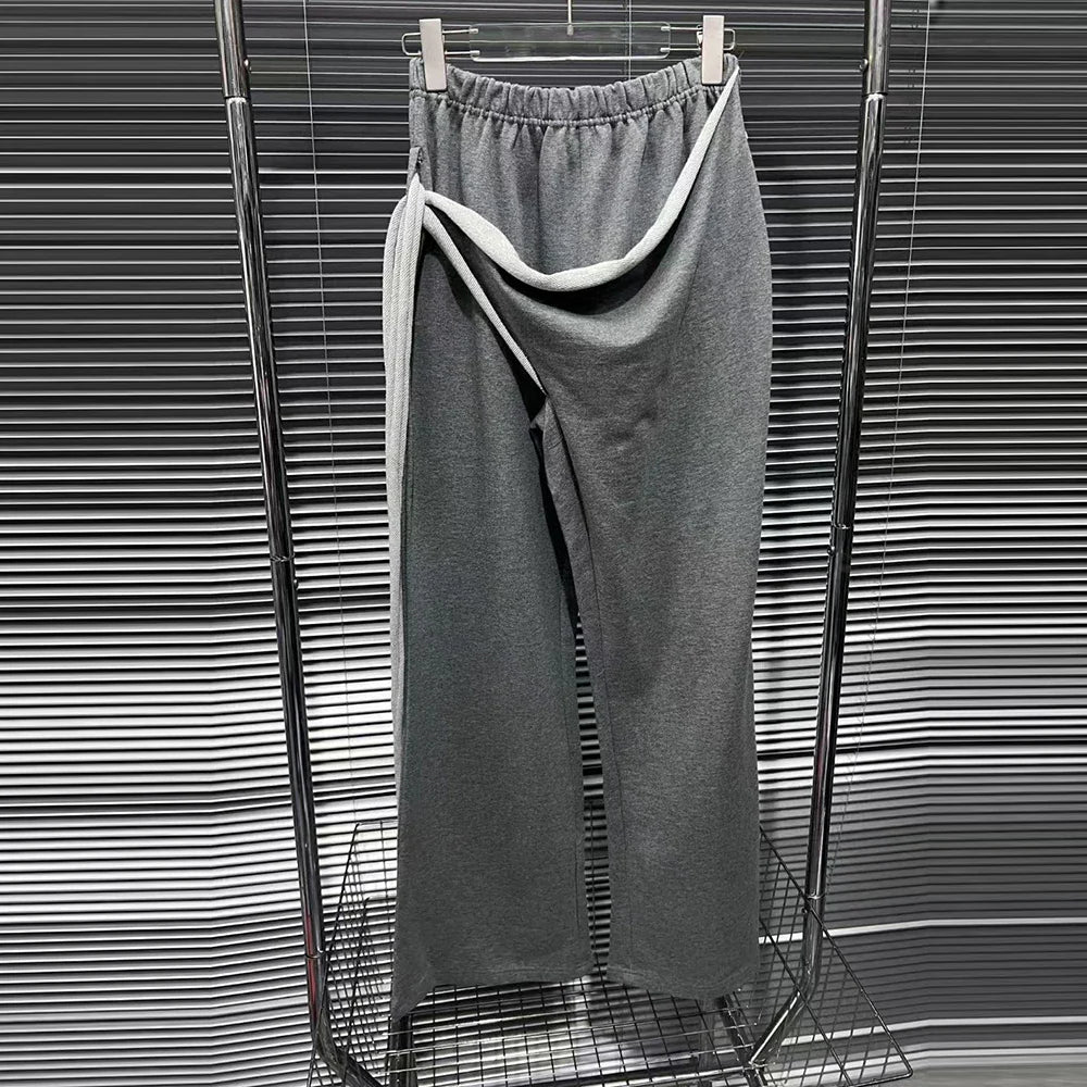 Colorblock Casual Two Piece Sets For Women O Neck Long Sleeve Top High Waist Pant Chic Set Female Fashion Clothing GRAYPANT