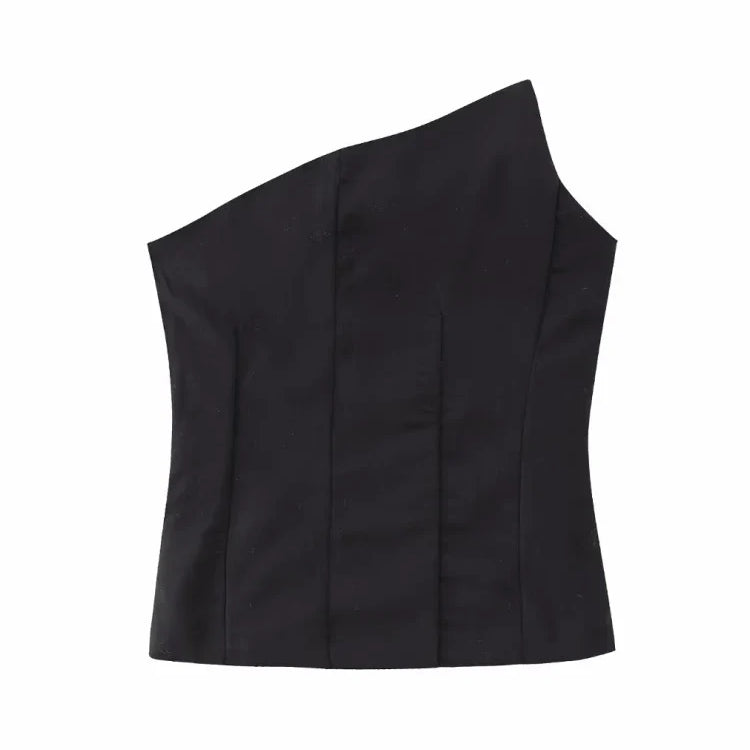 Stylish Women Elegant Cropped Tank Tops Summer Fashion Ladies Vintage Chic Slim Black Top Party Girls Sexy Tanks