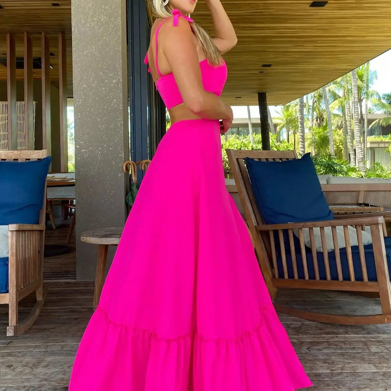 Womens Dresses Summer Sexy Tank Top Woman Clothing Beach Dress Robe Casual Elegant And Pretty Women's Dresses Rose Red