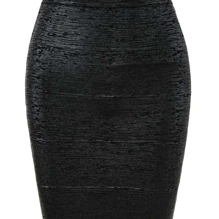 Wholesale Women Summer Fashion Sexy Gold Bronzing Bandage Skirt 2022 Designer Night Club bodycon Pencil Skirt Faldas 46cm black