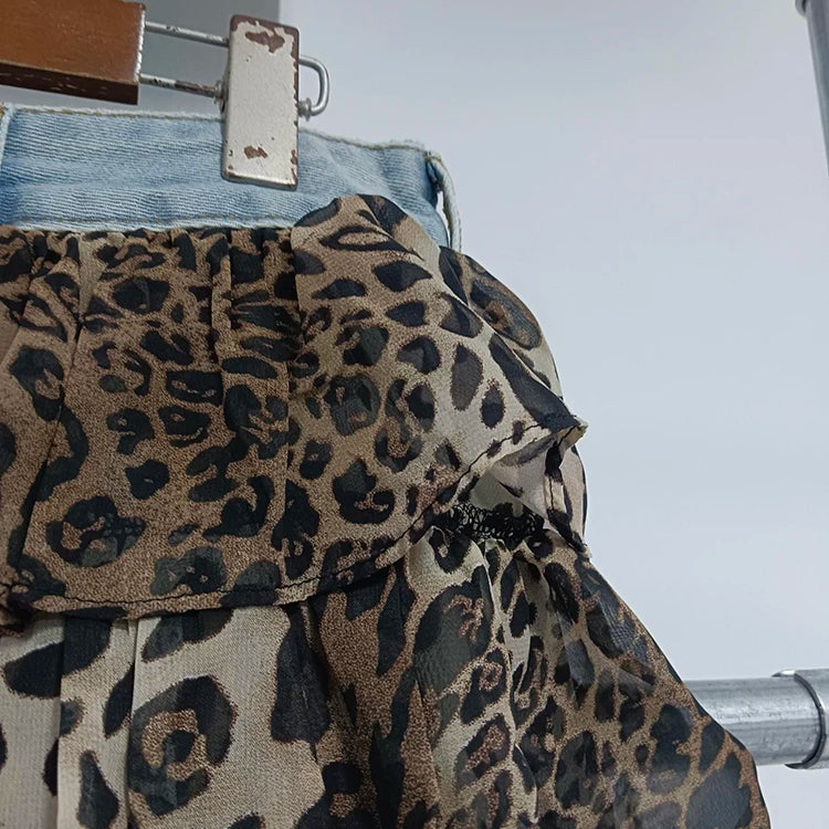 Colorblock Designer Short Jeans For Women High Waist Spliced Denim Asymmetrical Designer Trousers Female Fashion