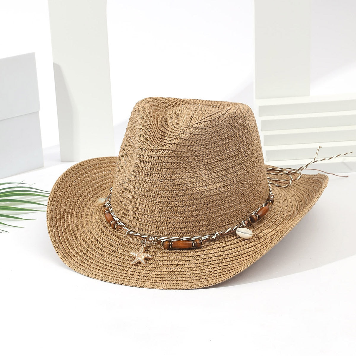 Wholesale Women Pink Tassel Cowboy Hat Floppy Beach Hats Summer Straw Hats Ladies UV Protection Hat Panama Sun Hat camel 4