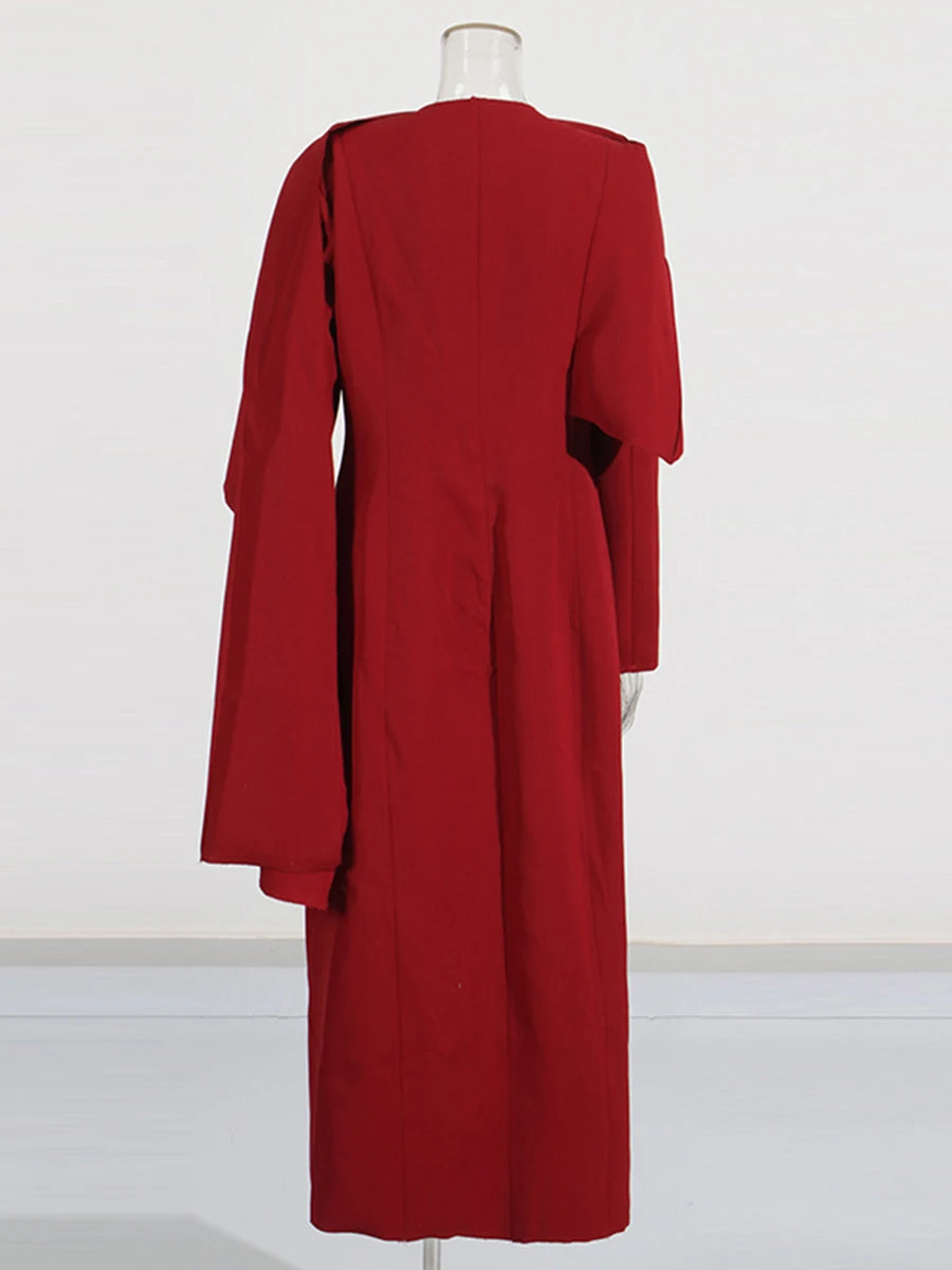 Solid Slimming Spliced Button Minimalist Jackets for Women V Neck Long Sleeves Patchwork Cape Jacket Female Fashion