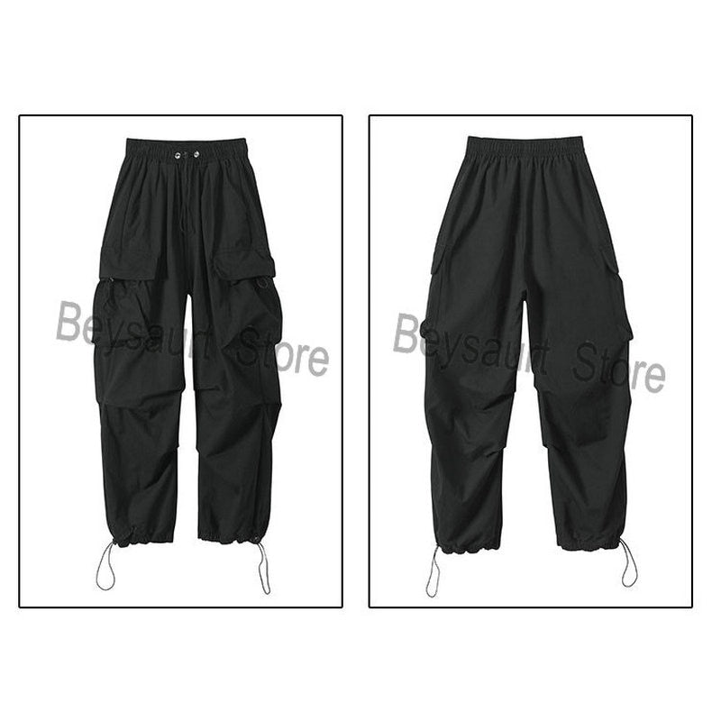 Pantalon Cargo pour hommes et femmes, Streetwear, sarouel décontracté, taille élastique, couleur unie, multi-poches, ample, Baggy, printemps 2023 
