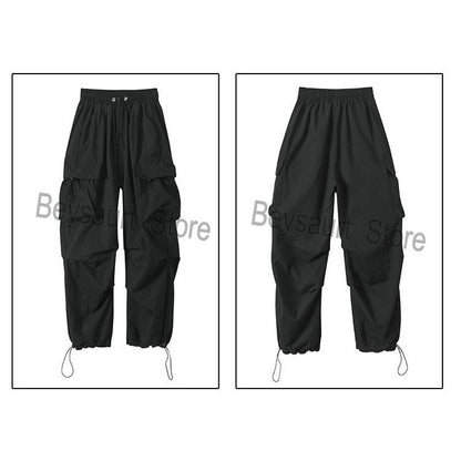 Pantalon Cargo pour hommes et femmes, Streetwear, sarouel décontracté, taille élastique, couleur unie, multi-poches, ample, Baggy, printemps 2023 