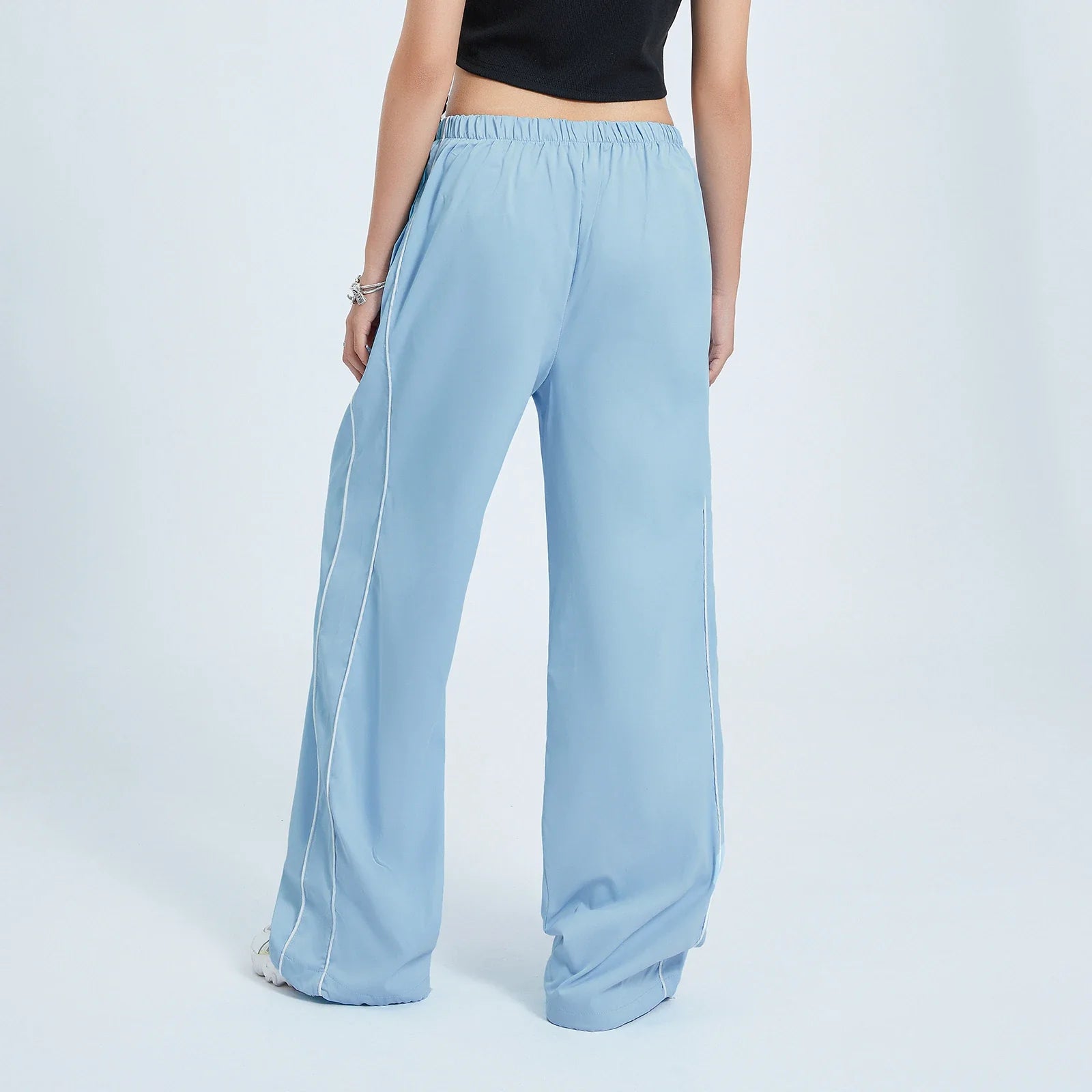 Women s Y2k Elastic Waist Cargo Pants Loose Solid Color Joggers Workout Pants with Pockets Streetwear