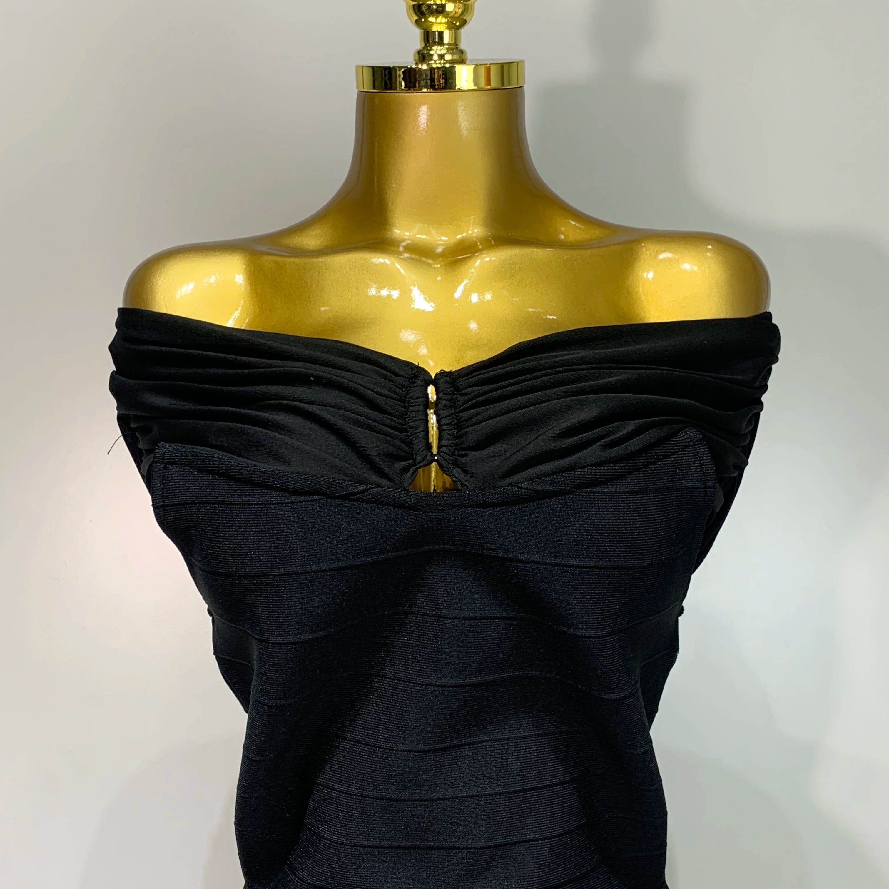 Fashion Sexy Strapless 2025 Black Off-shoulder Mini Bodycon Bandade Dress Celebrity Cocktail Party Luxury Birthday Club Dresses