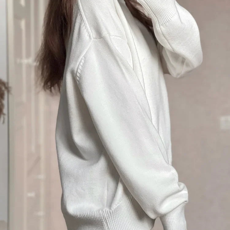 Basic Sweaters For Women Oversize O Neck Knitted Pullovers Autumn Winter Loose Tops Women's Jumper Light Blue Sweaters Oversized