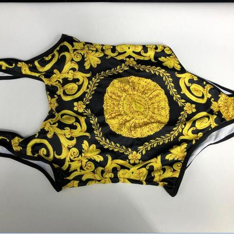 Beach Wear Swim Suit Sexy New Golden Print One Piece Swimsuit Swimwear - Bikini Deep-V Bathing Suits купальник женский Gold