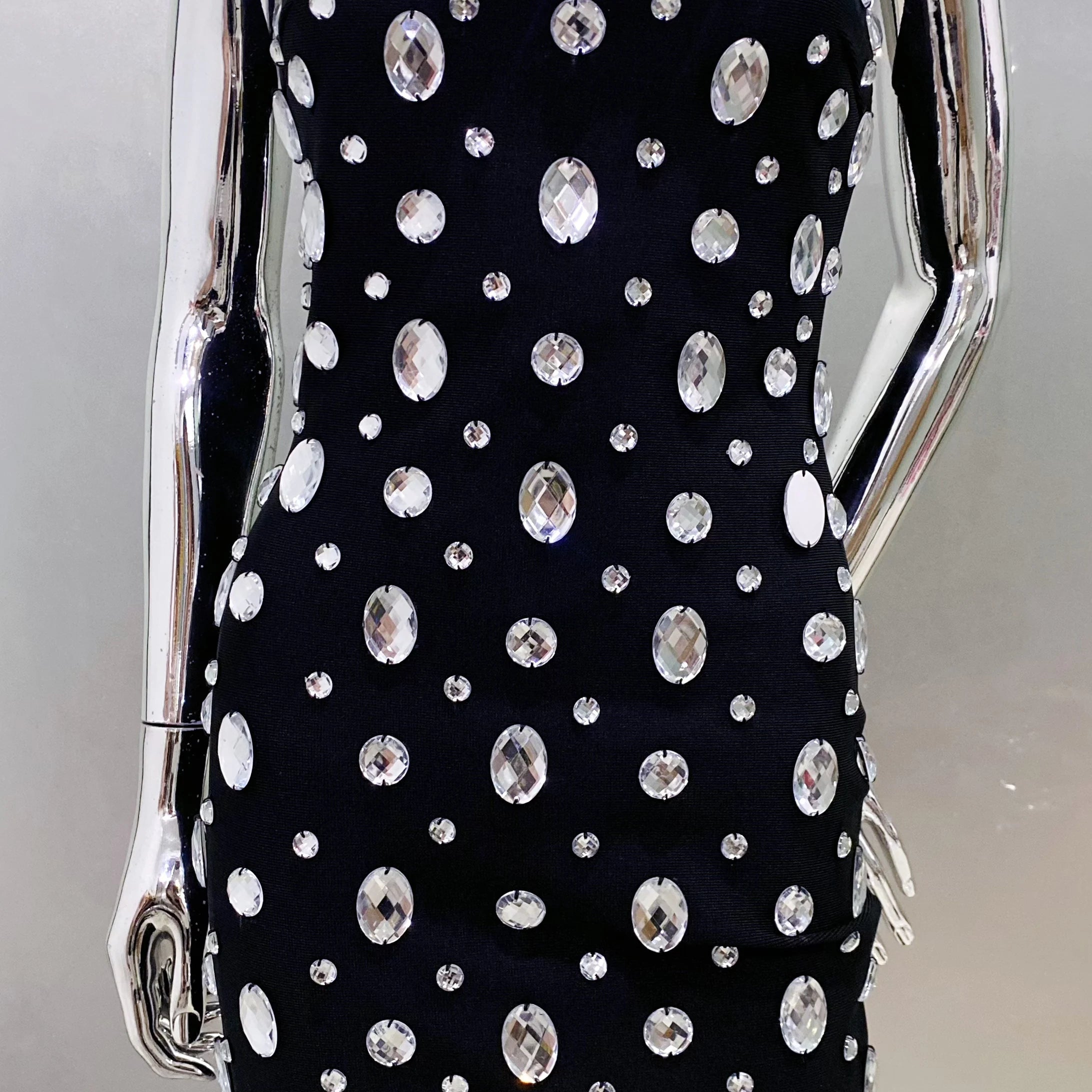 2025 New Luxury Sparking Diamonds Strapless Bandage Mini Evening Dress Sweet Woman Birthday Party Dress Performance costume