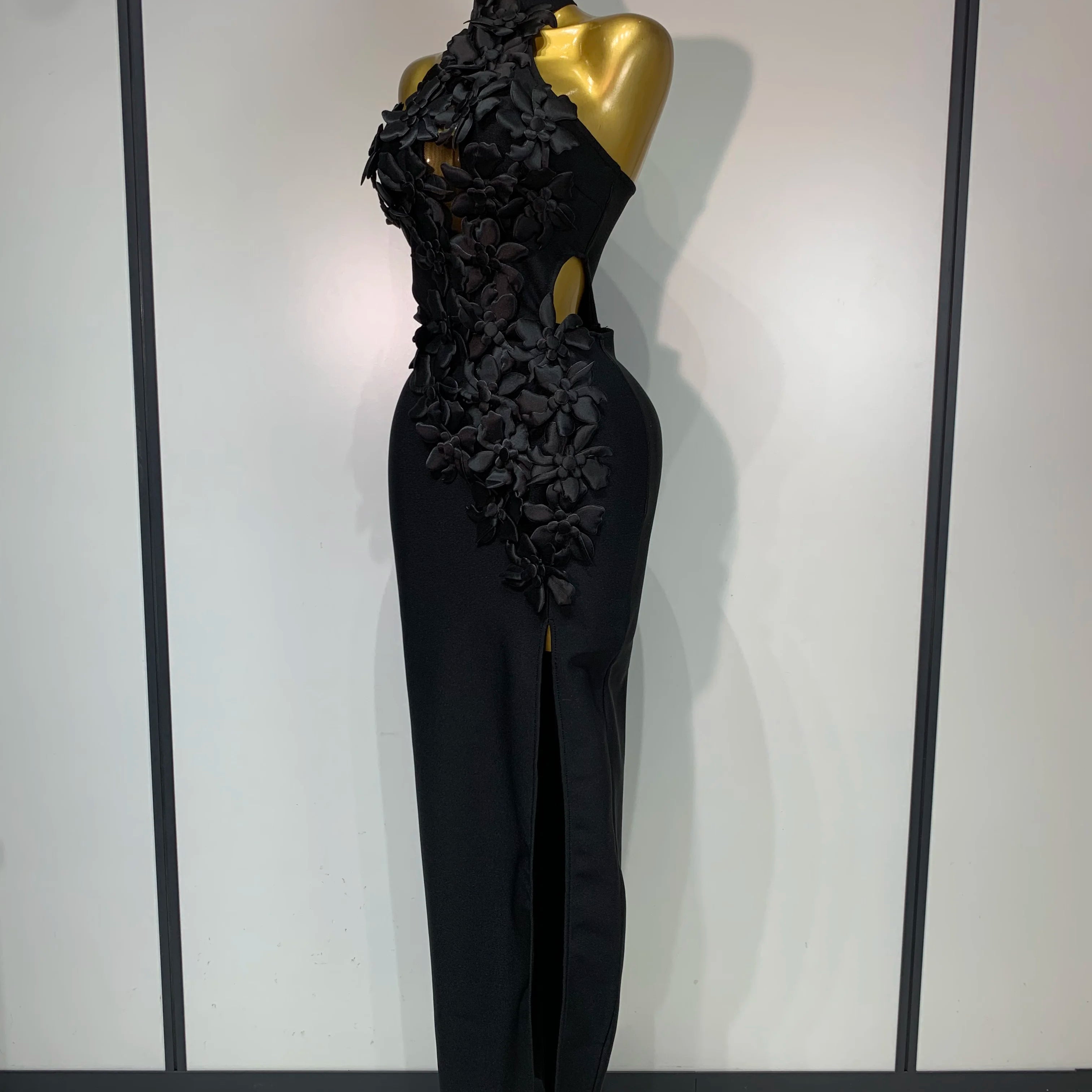 Women Sexy Sleeveless Flower Hollow Out Evening Party Bandage Dresses Red Knitted Bodycon Birthday Wedding Guest Clothing