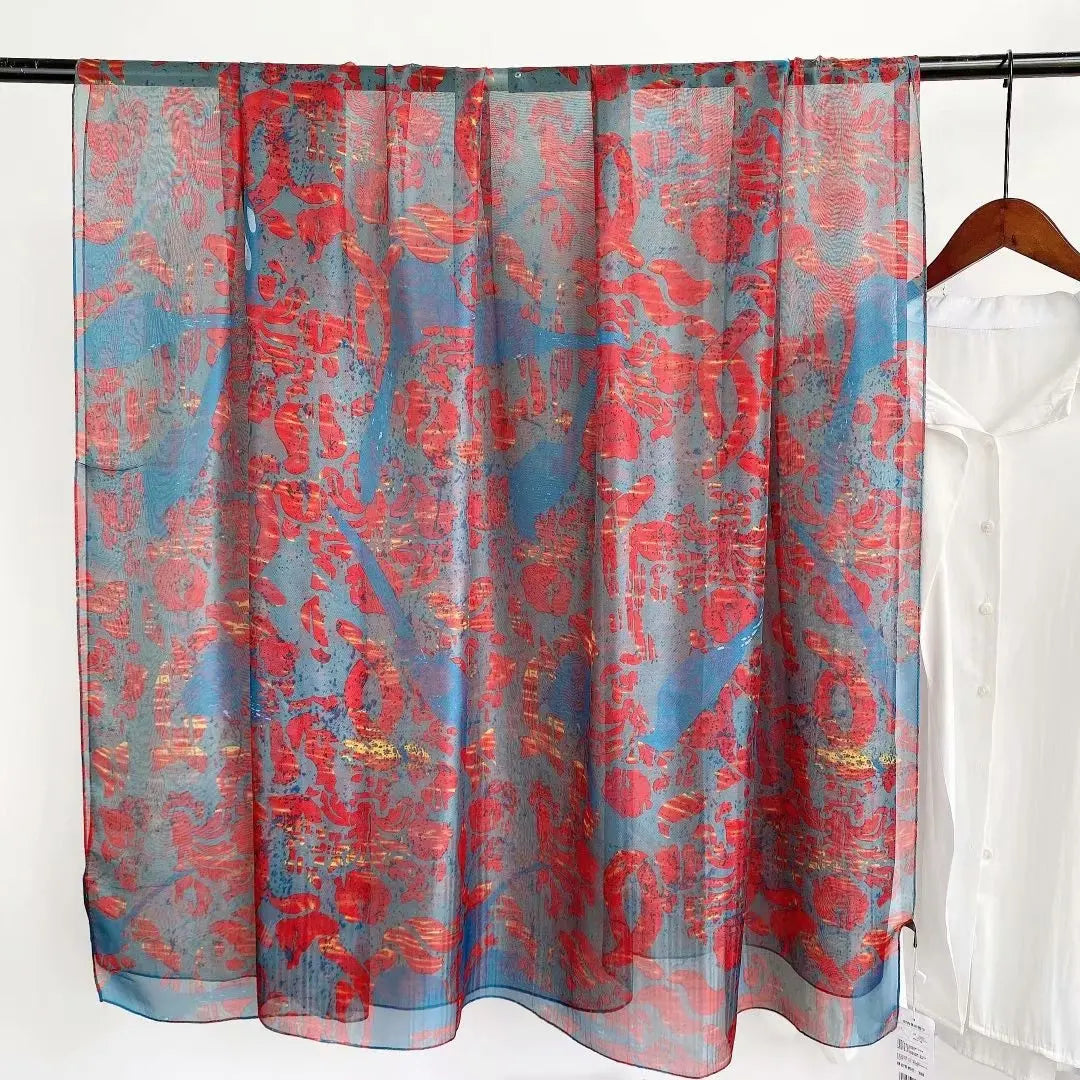 Silk Scarf Foulard Female Headbanda Luxury Hijab Women Soft Warm Pashmina Beach Scarves Echarpe Shawl Large Wrap Echarpe Bandana see chart 46