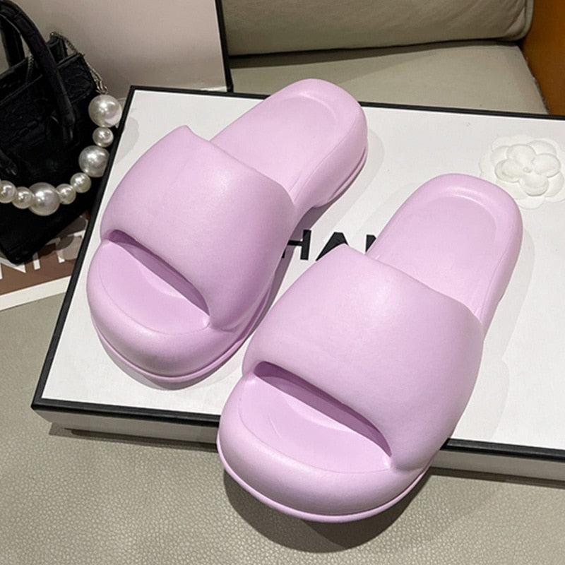 Summer Women Slippers 2024 New Fashion Thick Slides Thick Sole Open Toe Outdoor Beach Walking Eva Casual Summer Platform Sandals purple