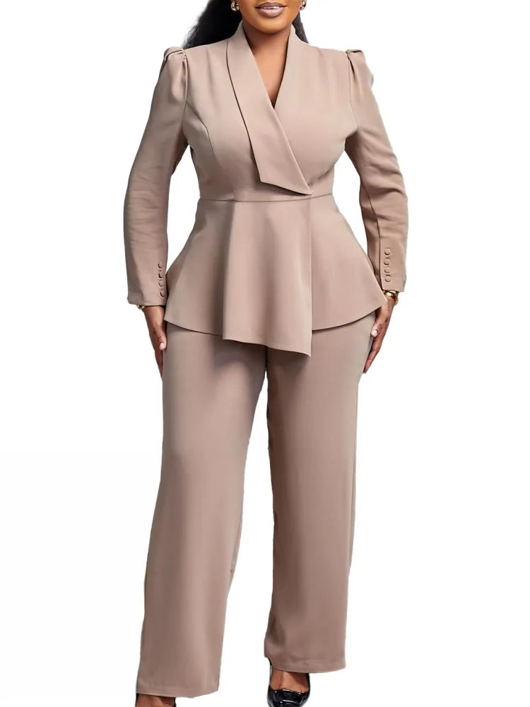 2 Piece Women Sets 2025 Plus Size Spring Autumn Matching Sets Red Two Pieces Sets Top Pants Suits Outfits Clothing