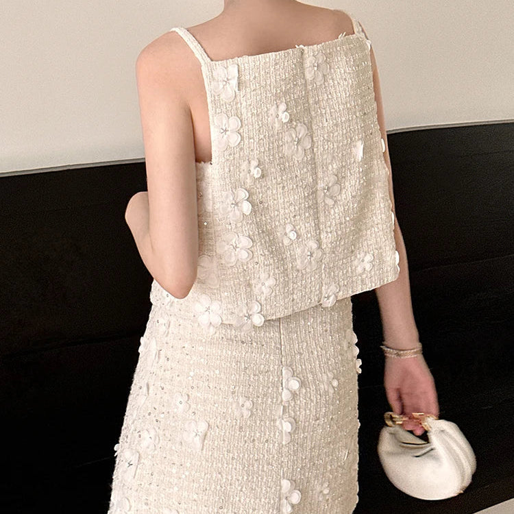 Patchwork Floral Two Piece Sets For Women Round Neck Sleeveless Vest High Waist Mini Skirt Casual Set Female 2023