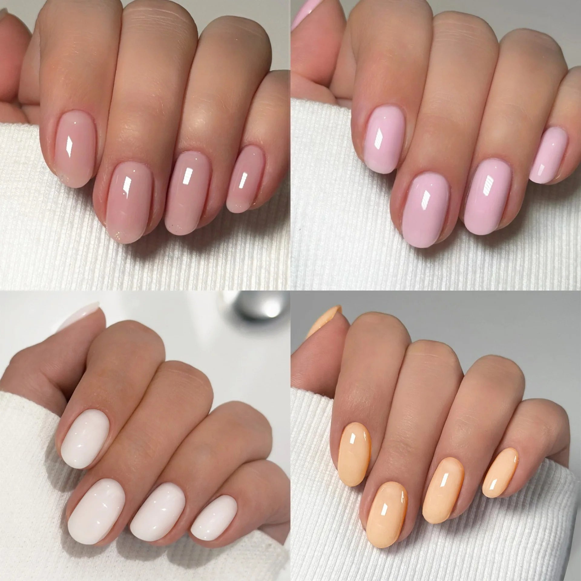 24Pcs Solid Color Press on Nails with Jelly Glue Short Round Head False Nails Colorful Summer Fake Nail Art Reusable Nail Tips